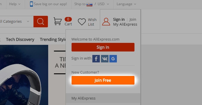 aliexpress.com - krok 1. aliexpress.com - krok 1.